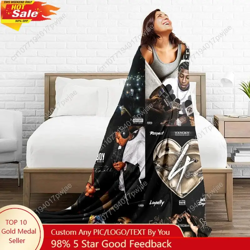 

Youngboy Blanket Album Cover for Fans Warm Cozy Flannel Blankets Throw Merch for Home Decor Bed Sofa Living Custom blankets