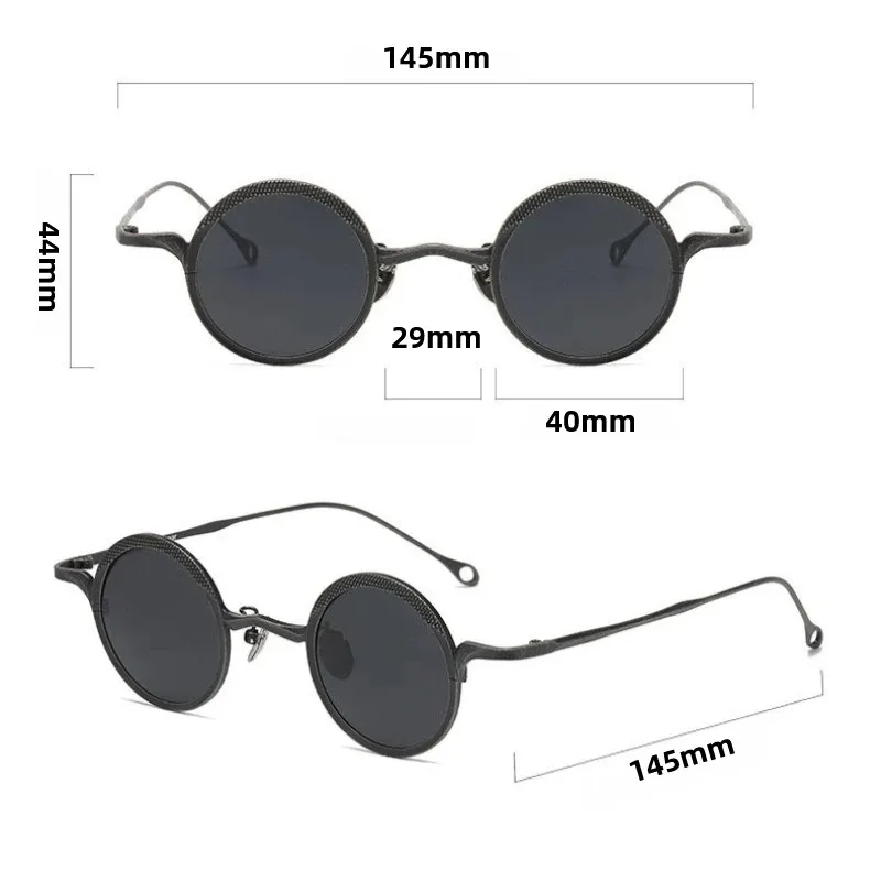 Vintage Pure Titanium Round Frame Sunglasses Trend Hip-hop Polarized Glasses UV400 Men Driving Fishing Luxury Brand Sunglasses