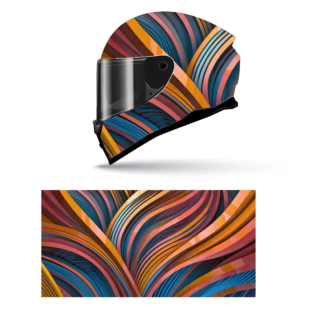

Abstract Wavy Swirl Design Full Helmet Wrap Sticker Motorcycle Helmet Racing Graphic Decal Vinyl Wrap Helmet Decorative Sticker