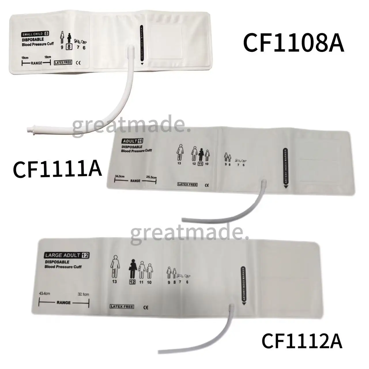 White Single Tube Disposable NIBP Cuff Disposable Blood Pressure Cuff Single Tube BP Cuff Hospital Medical Use