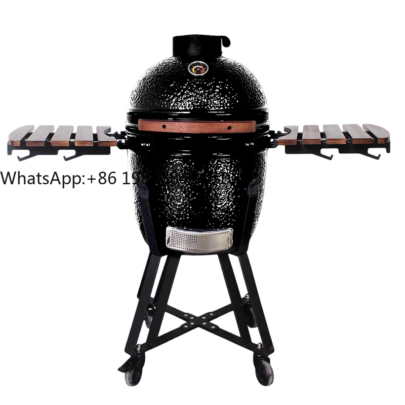 

27-Inch XL Kamado BBQ Grill Large Ceramic Charcoal Pizza Oven for Garden and Kitchen Black for BBQ Grill