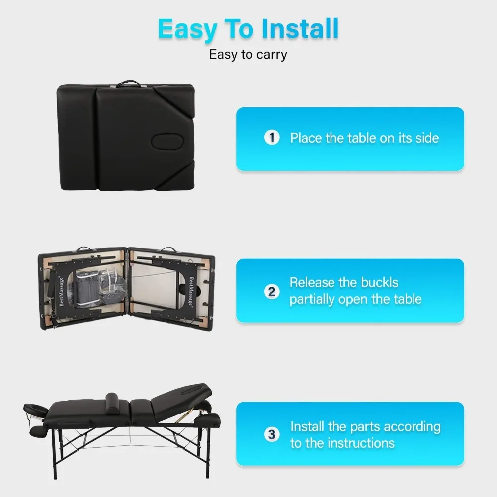 سرير صالون محمول قابل للتعديل مع نصف مسند وقماش أكسفورد، سرير رموش من جلد البولي يوريثان بعسر 30 للاستخدام في المنتجعات الصحية