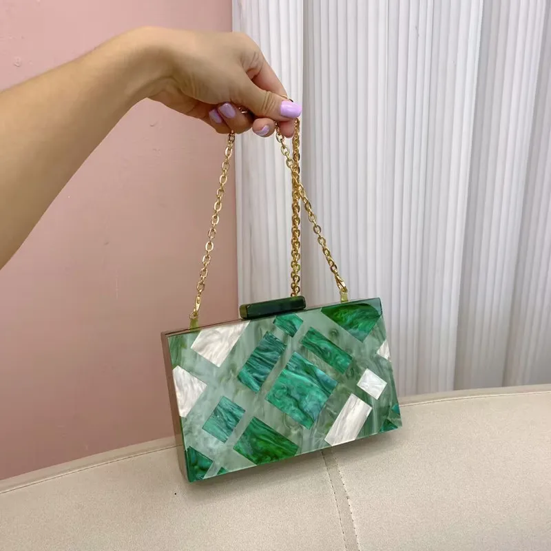 2024 New Marble Grid Color Matching borsa acrilica borsa da donna a tracolla pochette da sera borsa da donna firmata per feste di matrimonio