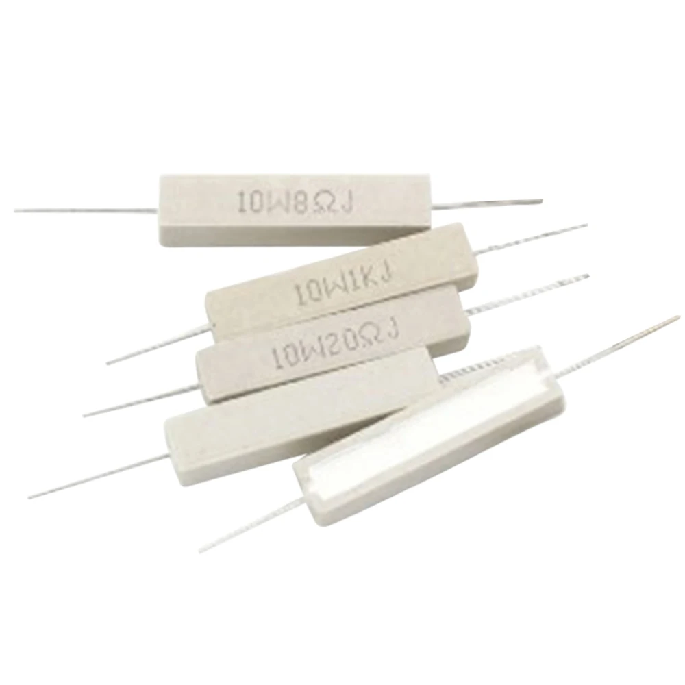 10PC 10W ความต้านทานเซรามิคซีเมนต์ ความต้านทานไฟฟ้า 0.1 ~ 100K 0.01 0.1 0.25 10 0.33 0.5 1 2 4.7 5 8 10 15 20 25 30 100R 1K 10Kohm