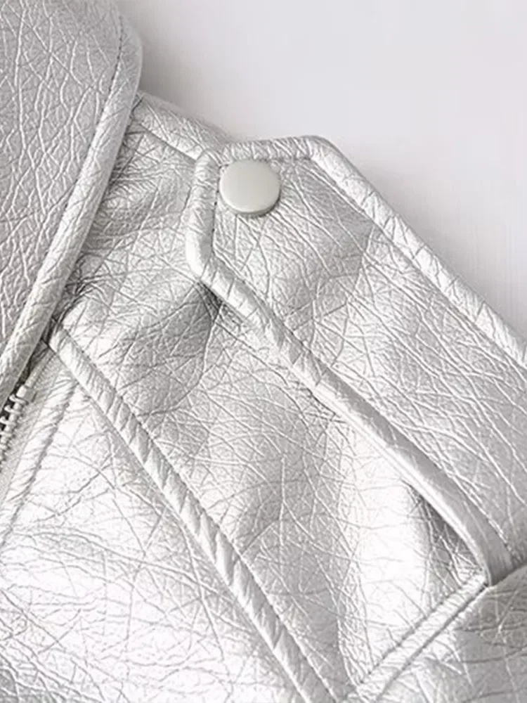 Pop europeu e americano feminino nova moda estilo de rua jaqueta de couro solto casaco solto casual fivela curto casaco de couro