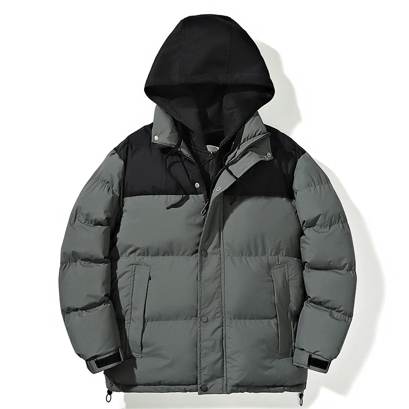 

Winter Cotton-padded Jacket Men Fashion Hooded Youth Leisure Coats Hooded Cotton-Padded Parkas Men's Loose Sports Large Size