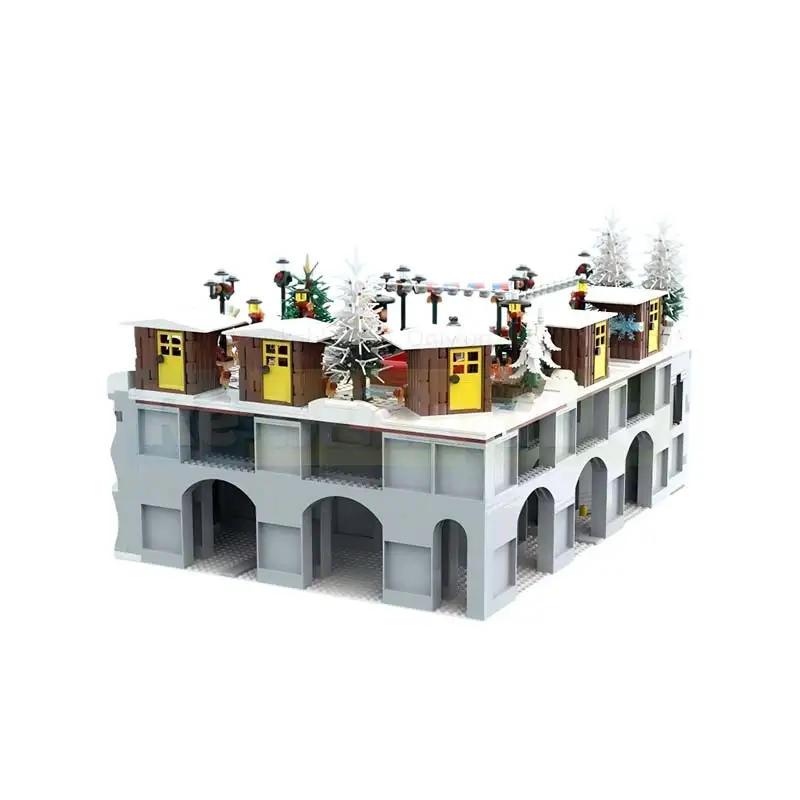 MOC-Juego de invierno estacional, mercado de Navidad, traje de arquitectura Modular, tecnología, modelo de bloques de construcción, juguetes para niños, regalo