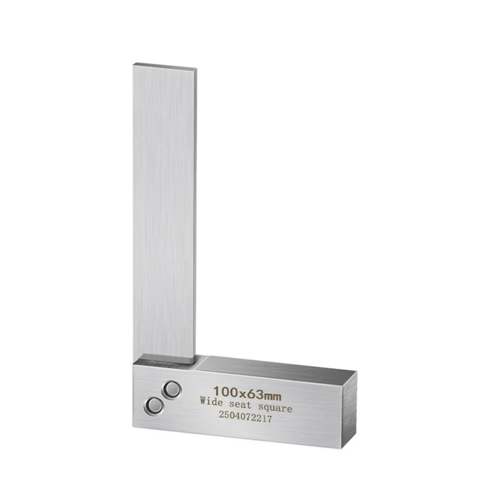 Carbon Steel Try Square High Precision 90° L-Square Ruler Thickened Body Wide Base Right Angle Ruler Woodworking Measurement