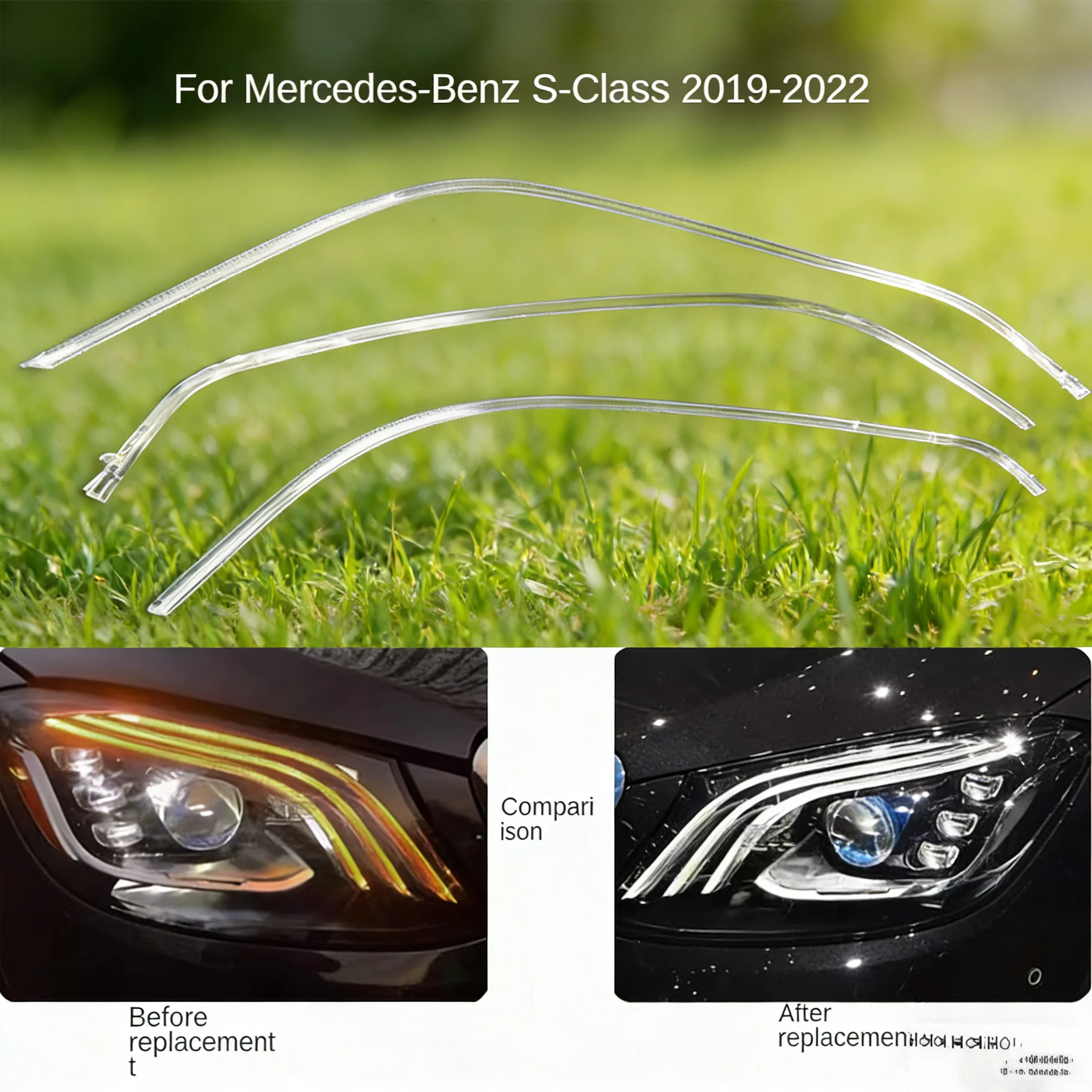 

For Mercedes Benz S-Class W222 2019-2022 DRL Light guide plate Light guide tube Headlight Daytime Running Light Guide Angel Eye