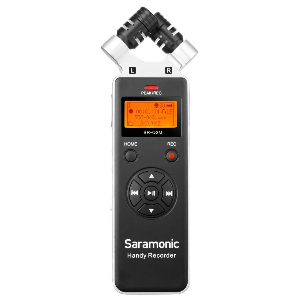 Saramonic SR-Q2M Metal Handheld Audio Recorder with Stereo Condenser Microphone Lavalier for Portable Audio Recording