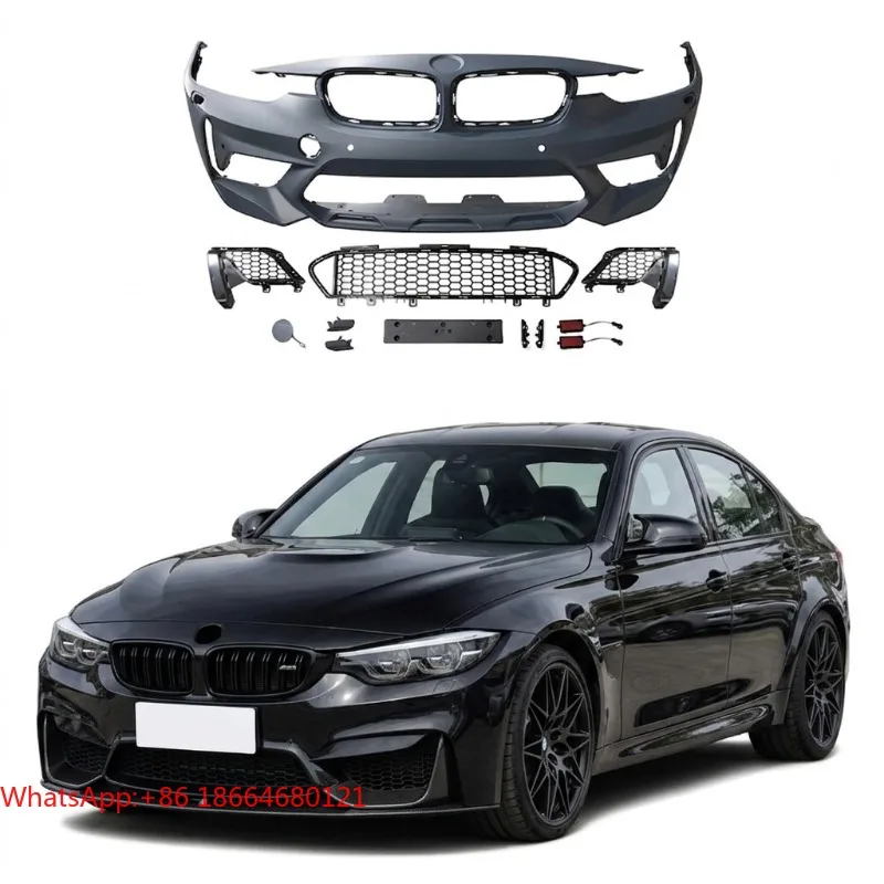 Complete Wide Front Bumper Assembly Body Kit Upgrade for  3 Series F30 F35 2013-2018 Convert to M3CS Style
