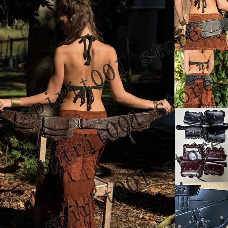 Medieval Renaissance Waist Belt Bag Adult Viking Knight Pirate Cosplay Leather Vintage Pocket Belt Clothing Bag