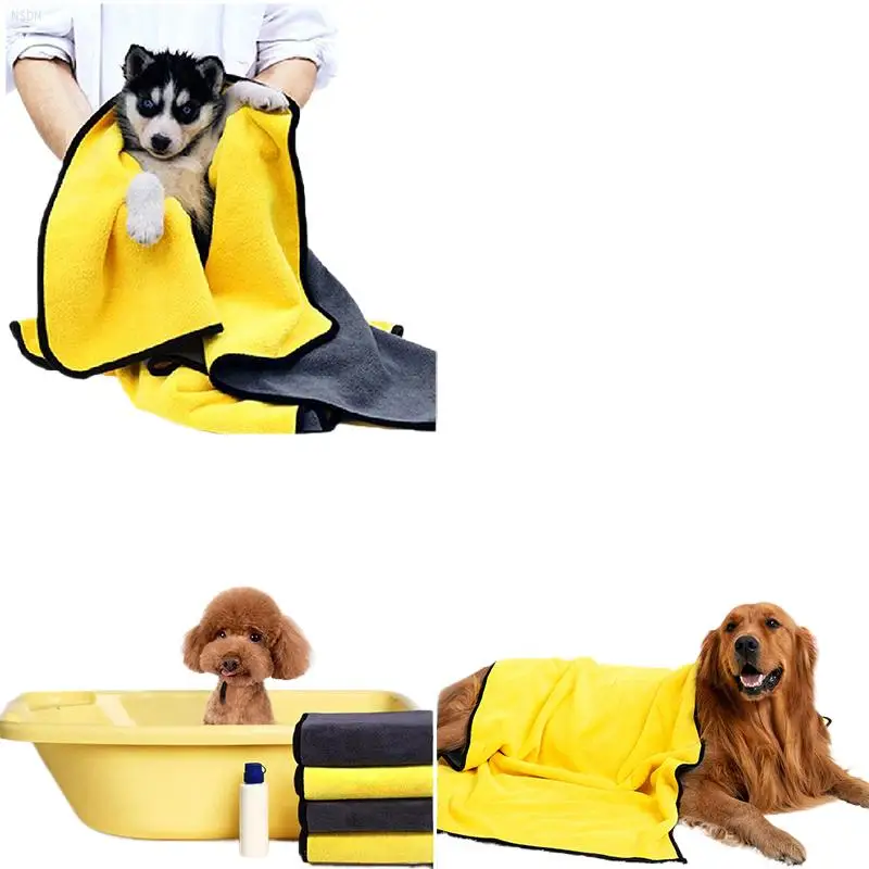 

1pc Quick-Drying Dog And Towels Soft Fiber Towels Absorbent Bath Towel Pet Bathrobe Convenient Cleaning Towel Pet Supplies