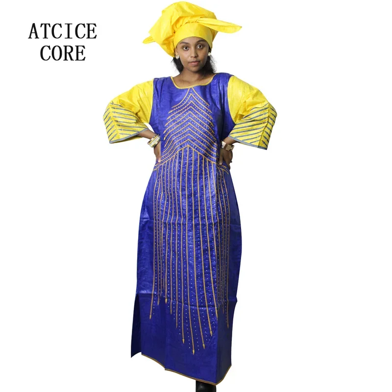 

African Dresses For Woman Bazin Riche Computer Emboridery Plus Size Long Dress