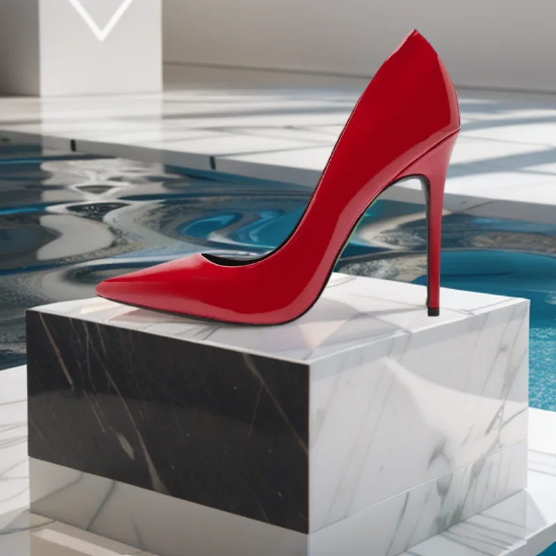 

Fashion Show Pointed Toe Women's Red Shoes 12cm Stilettos Thin High Heels Wedding Pumps Plus Size Fetish Ballet 47 48