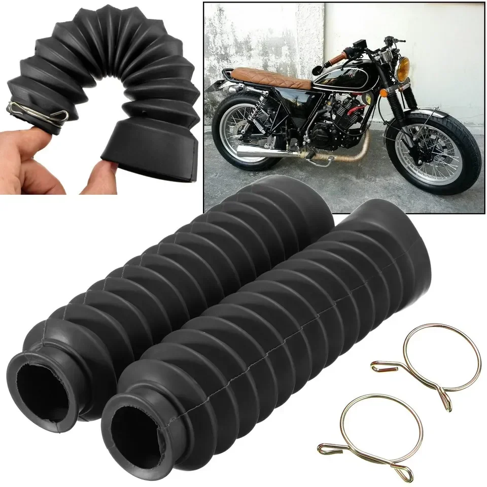 2pcs Motorcycle Dust Proof Sleeve Protector Damping Rubber Front Fork Shock Absorber Dust Cover Gaiters Gators Boots Universal