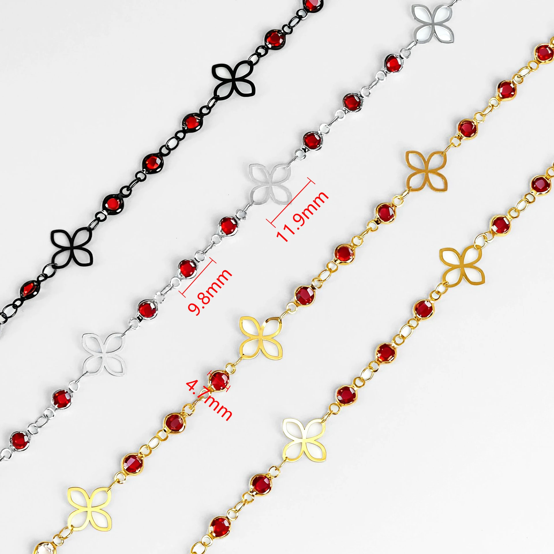 0.5/1/2 متر الجوف زهرة شرابة النحاس سلسلة الزجاج الأحمر عقد دي اي واي إكسسوارات الشعر الملابس الديكور سلسلة مجوهرات المواد