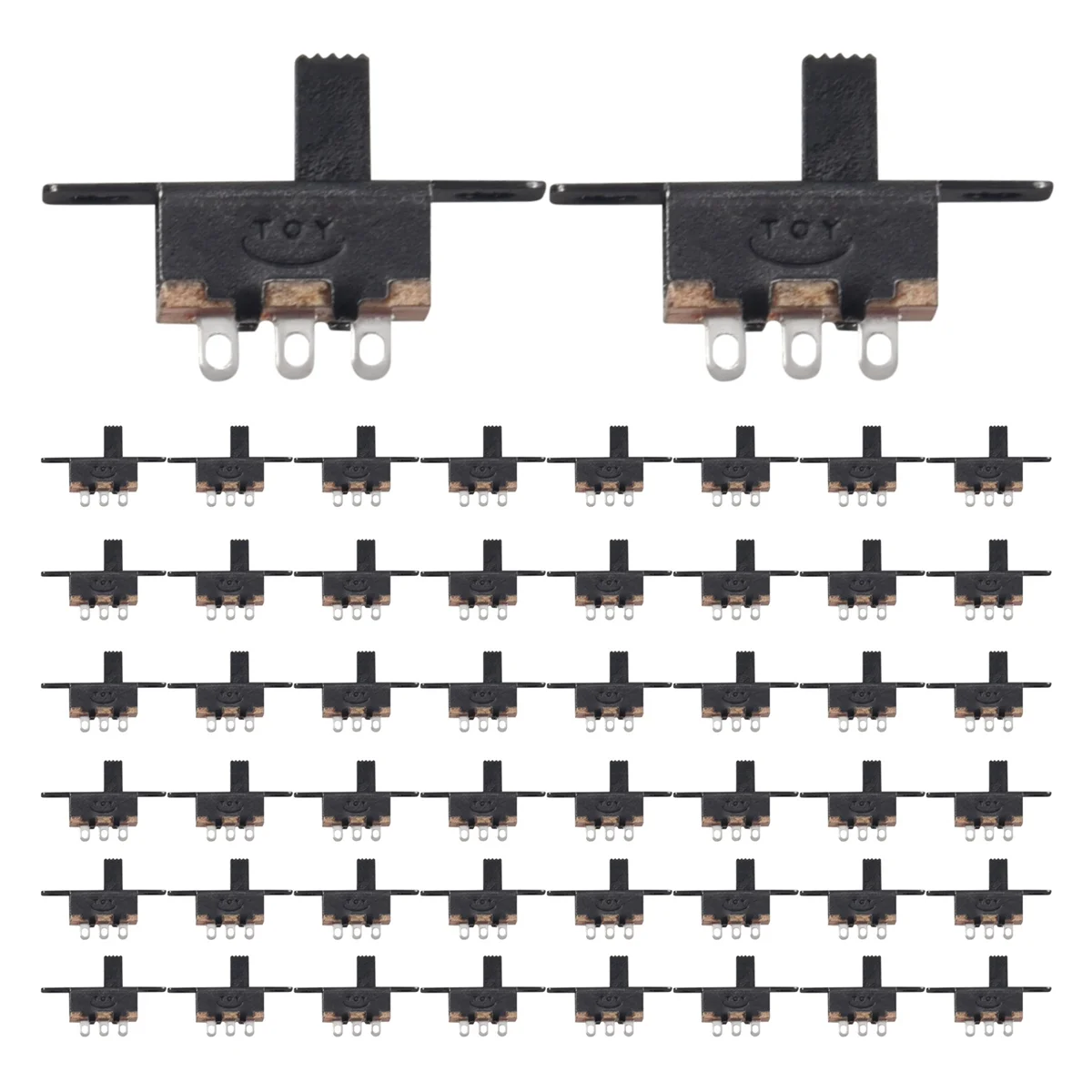 50 Pcs ON/ON 2 Position 1P2T SPDT Mini Panel Slide Switch Solder Lug SS12F1-G3