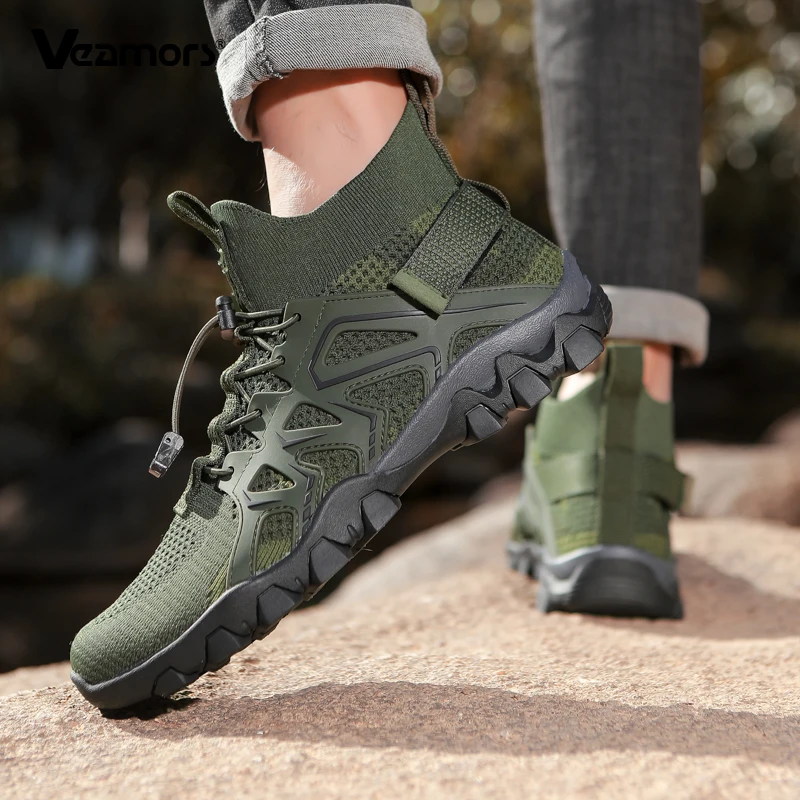 

High-top Men's Outdoor Sneakers Non-slip Women Hiking Shoes Couple's Breathable Mesh Trainers for Trekking Camping Walking