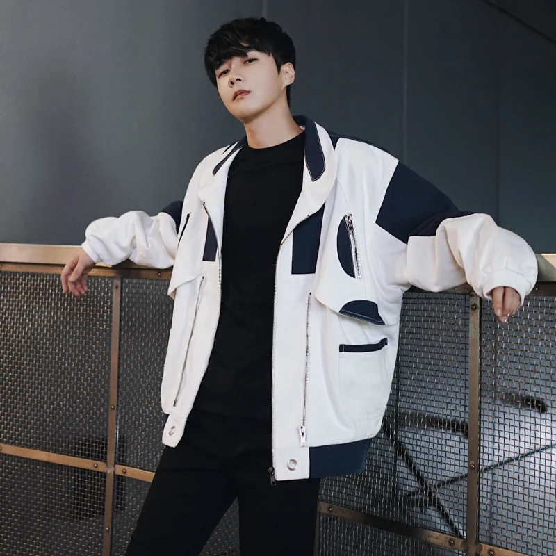 

MRCYC Autumn Washed Denim Jacket Loose Men's Baseball Style Trendy Outerwear Korean System Loose Fit Cotton Youth Fashion