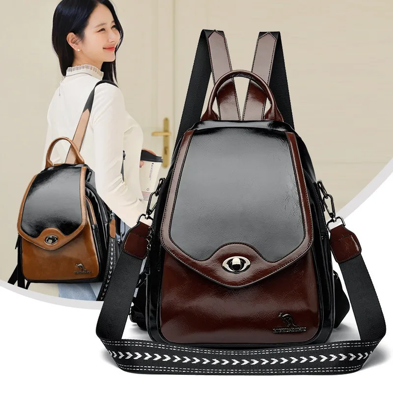 حقيبة كتف نسائية متعددة الوظائف قفل حقيبة ظهر صغيرة بالجملة شتاء جديد اتجاه الشارع حقيبة ظهر نسائية عادية