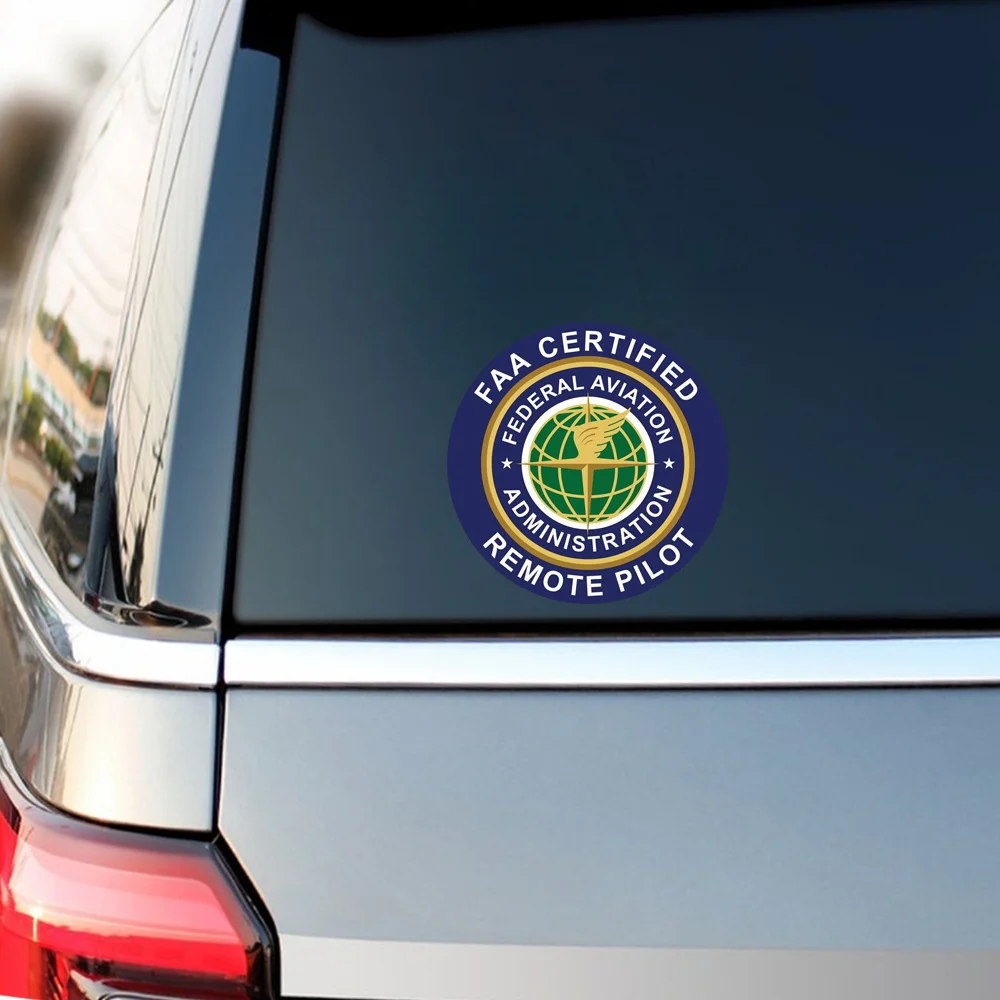 Round FAA Certified Remote Pilot Sticker, Federal Aviation Administration Vinyl, Aviation Decal For Cars, Trucks, Laptops