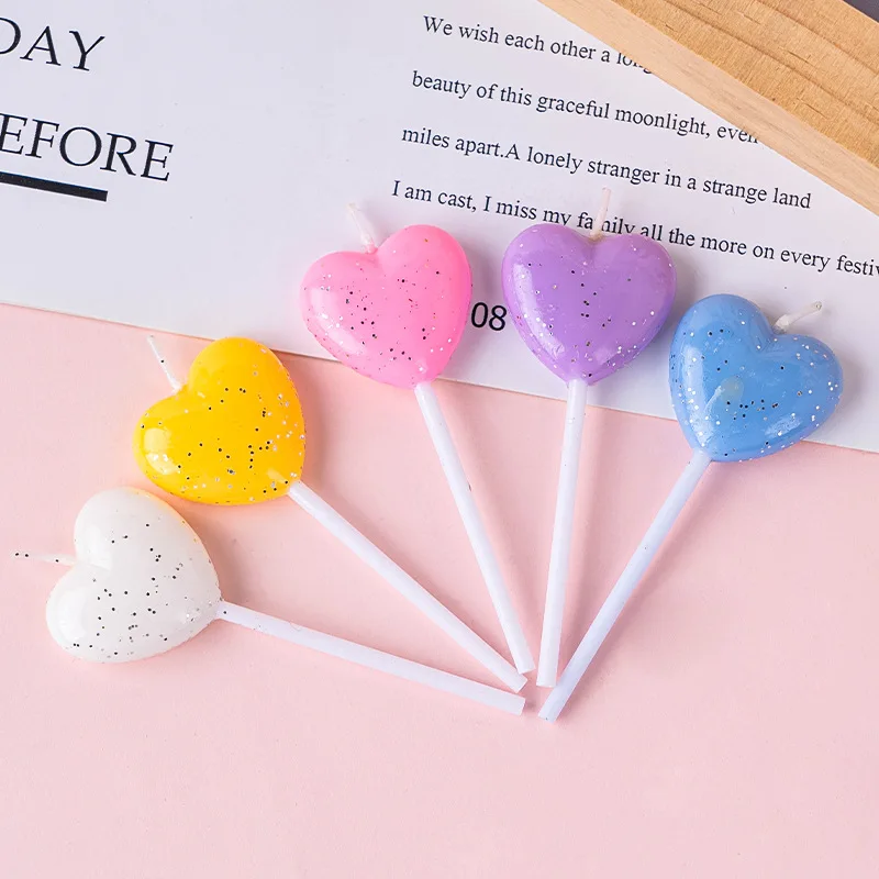 Ins Colorful Heart-shaped Candle Cake Plugin Decoration: Inedible Birthday Valentine's Day Heart-shaped Candle Confession Outfit