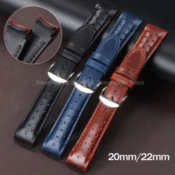 Curved End 20mm 22mm Leather Watch Strap Waterproof Sport Wrist Band Cowhide Strap Replacement Men Women Bracelet Pin Buckle