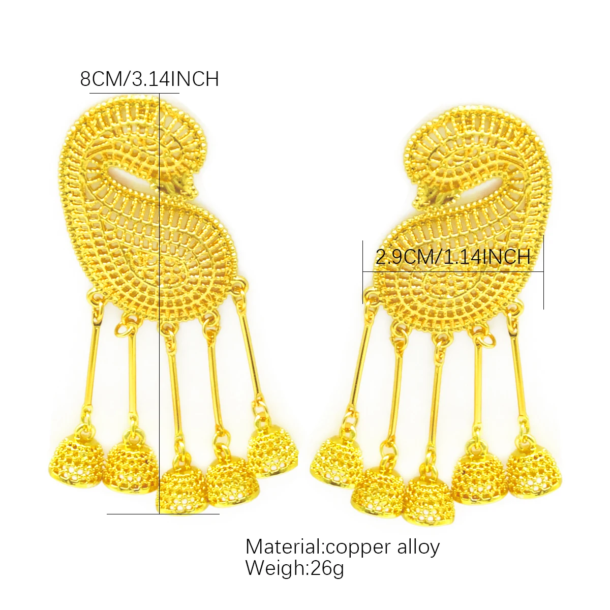 Luxury African Big Long Drop Earrings For Women 24k Gold Color Tassel Earrings Jewelry Gift Party Dubai Nigerian Wedding Gifts