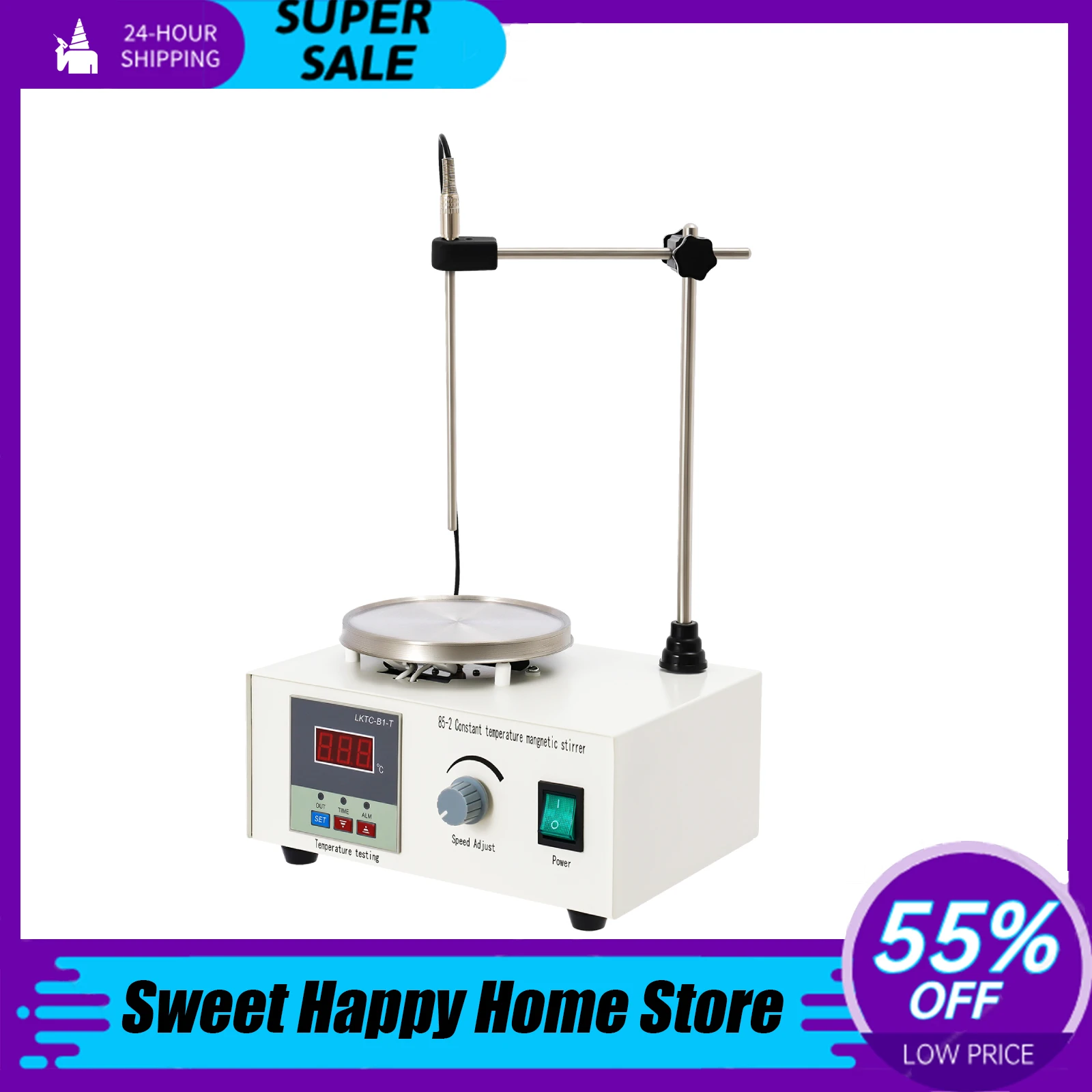 

Цифровая магнитная мешалка на 2000 мл с высококачественным мотором, панелью точного контроля температуры и диапазоном регулировки скорости 0-2000 об/мин