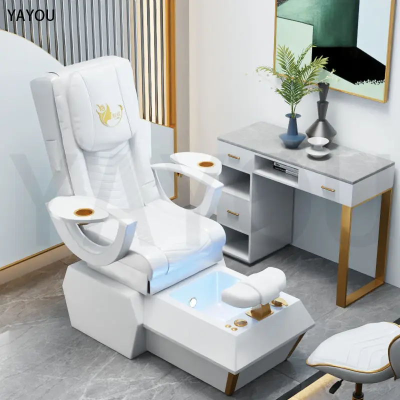 

Luxury White Leather Massage Pedicure Chair Luxury Pedicure Spa Massage Chair for Nail Salon Beauty Furniture