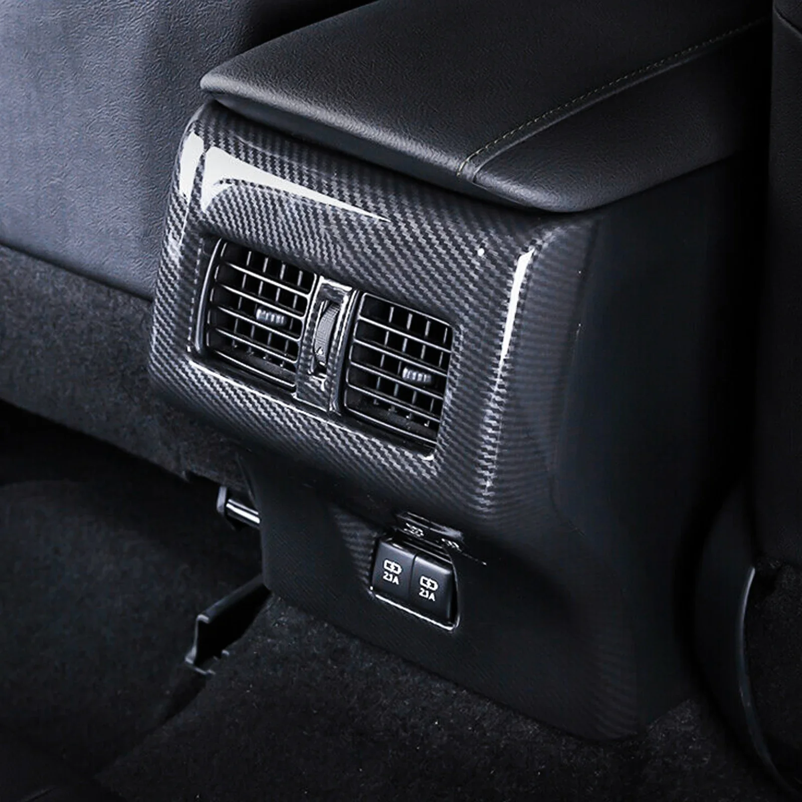 Carbon Fiber Style Interior Rear AC Air Outlet Vent Cover Molding Trims For Toyota Camry XV70 2018 2019 2020 2021 2022 2023