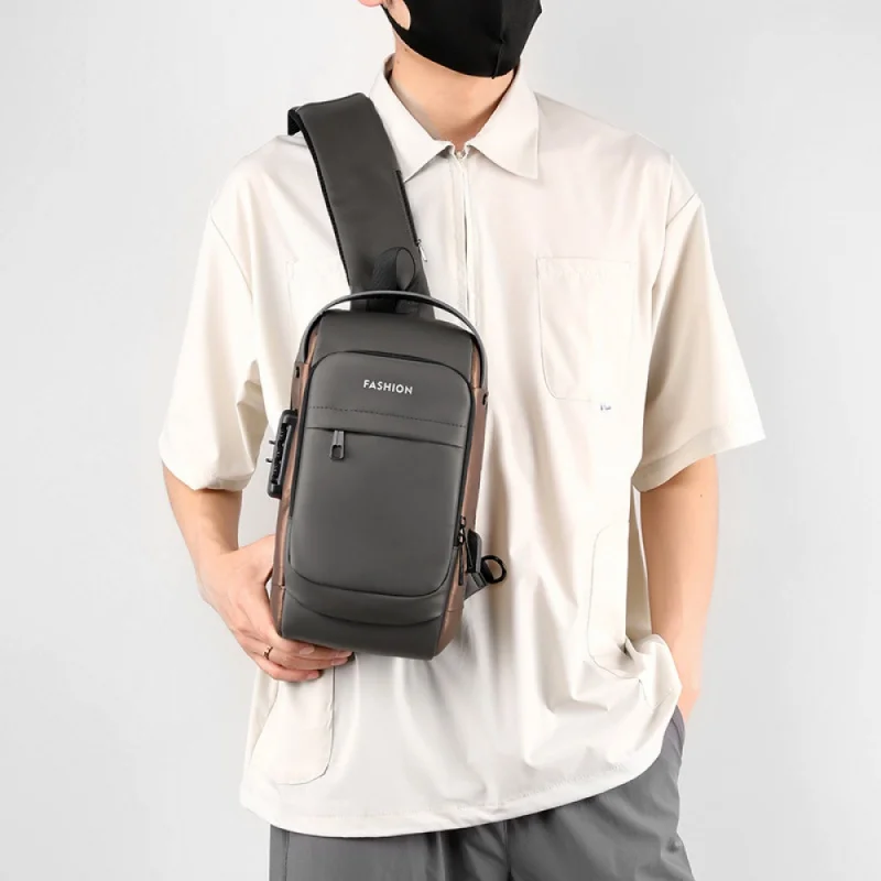 Bolso de pecho para hombre, bandolera de gran capacidad con bloqueo de contraseña antirrobo, bolso de hombro para fotografía al aire libre, novedad de 2023