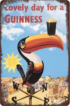 適合暢飲吉尼斯啤酒的美好一天!復古金屬招牌,男士休閒室、酒吧、車庫裝飾,牆面裝飾(啤酒招牌) 10 最佳銷售 啤酒招牌 - №8