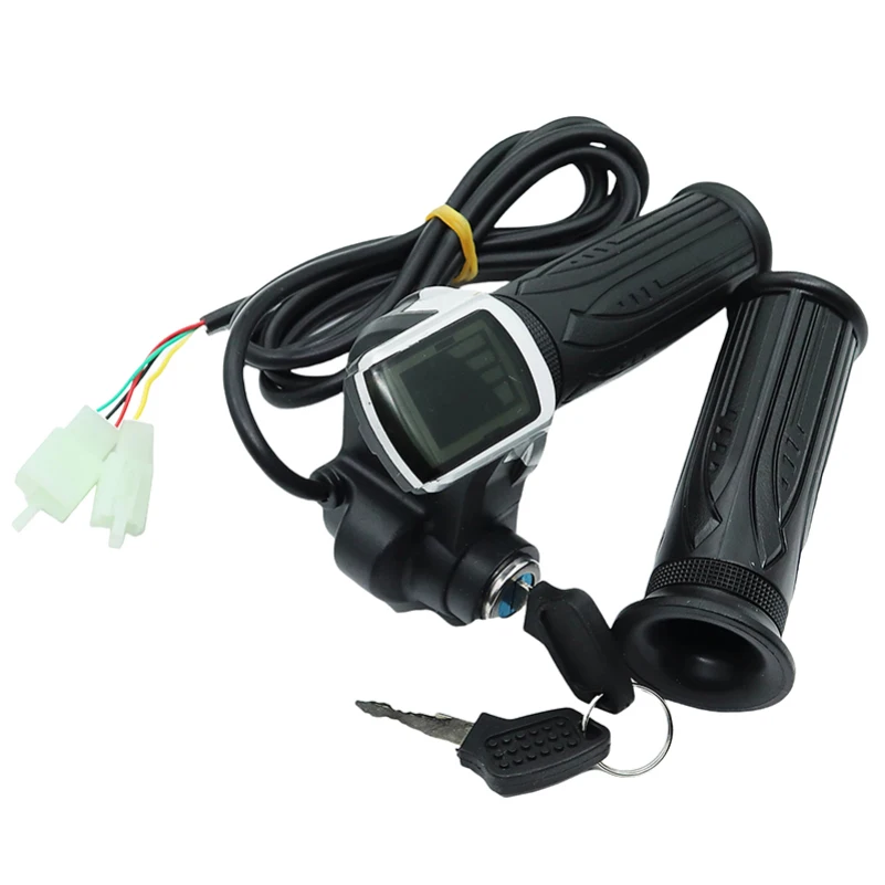 1Pair 24V 36V 48V  Electric Scooter Bike Throttle Speed Adjustment Handle with Key Lock Display  Divides LCD Grip