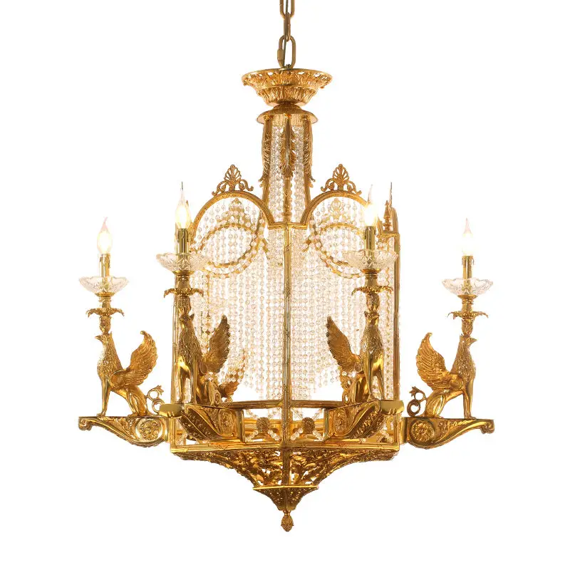 Baroque Foyer Luxury Sirius Decorative Lights Brass Dome Pendant Light Palace Light Chandelier for Restaurants