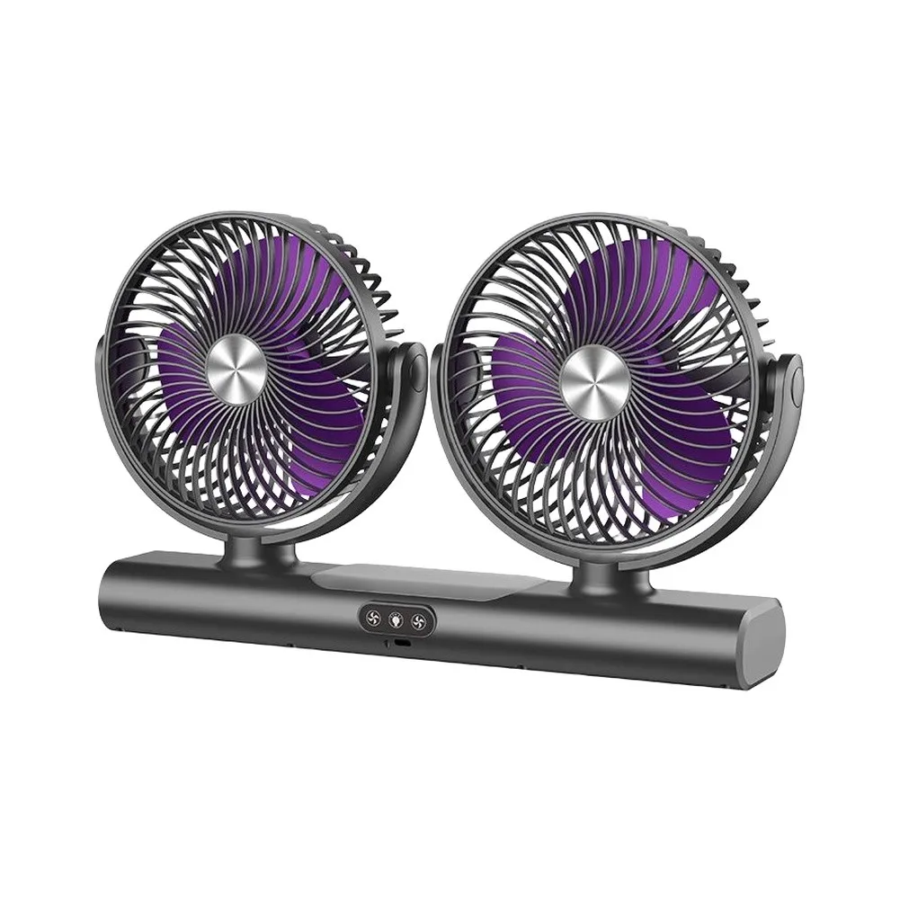 360° Rotation Dual-Head Desk Fan Car Fan Rechargeable Fan Suitable For Car RV And Home With Night Light