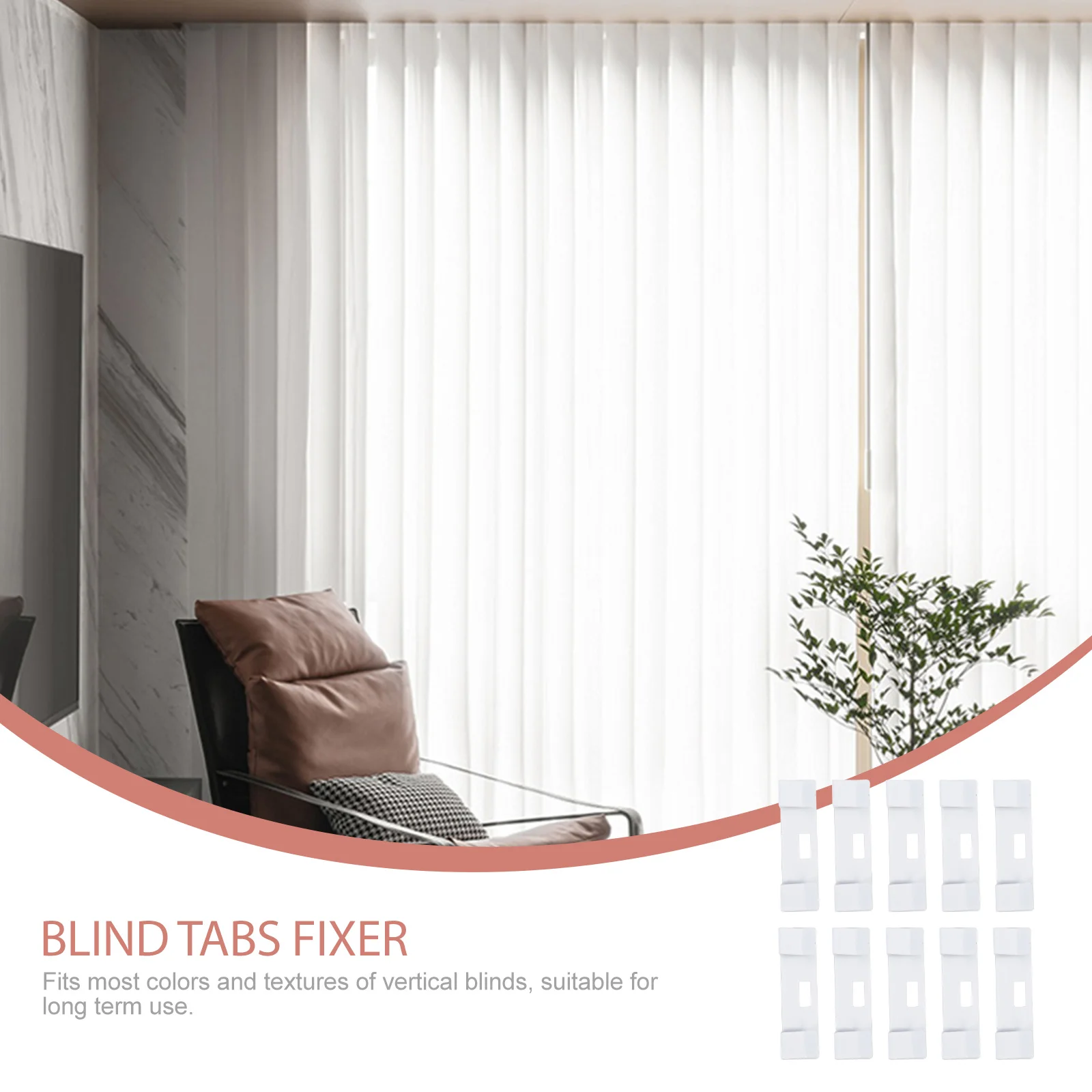 

10Pcs Curtain Hooks Vertical Blind Repair Tabs Metal Replacement Slats for Window Blinds Fixing Easy Install No Tools Needed