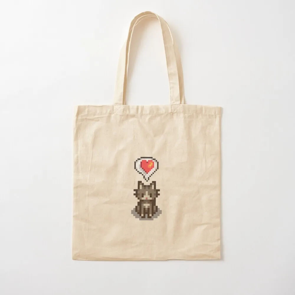 حقيبة Stardew Valley Happy Gray Cat Tote حقيبة تسوق شخصية قابلة لإعادة الاستخدام حقيبة كتف قماشية للرجال