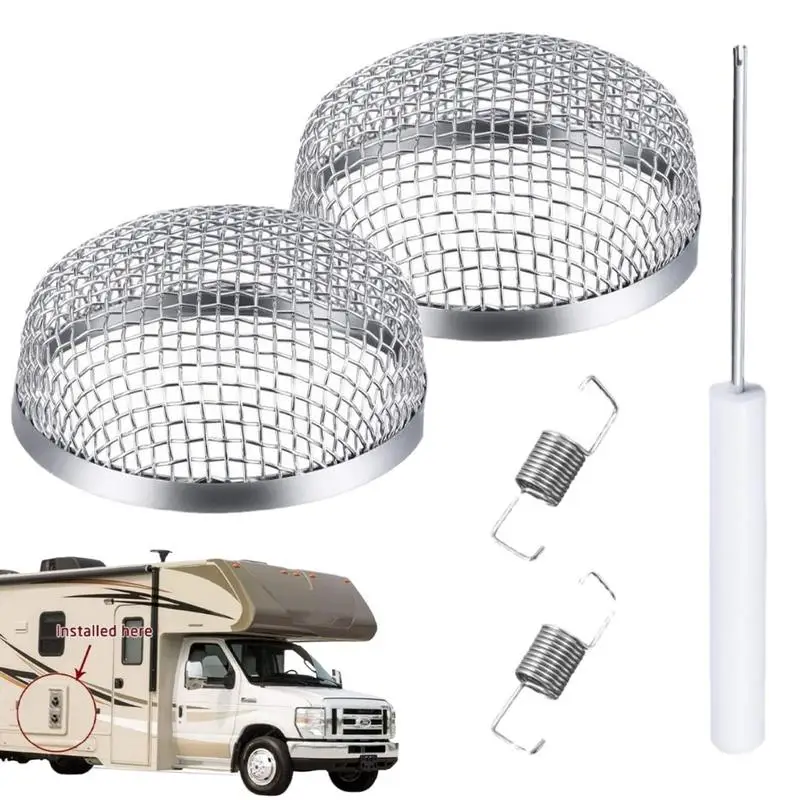 

Вентиляционный экран для автофургона, 2 шт., крышка вентиляционного отверстия для обогревателя автофургона из нержавеющей стали, автоматические шторы для гостиной, прицепа, парковки, путешествий, кемпинга, хит продаж