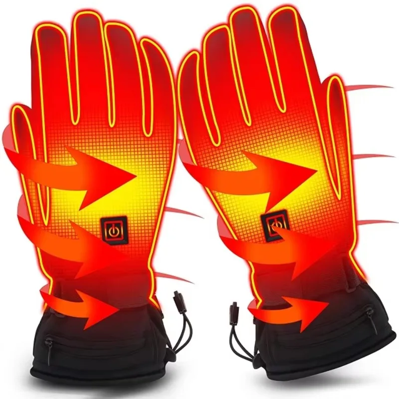 Wholesale Customized Women Men Electric Rechargeable Battery Powered Outdoor Sports Heated Gloves for Ski Motorcycle Hiking