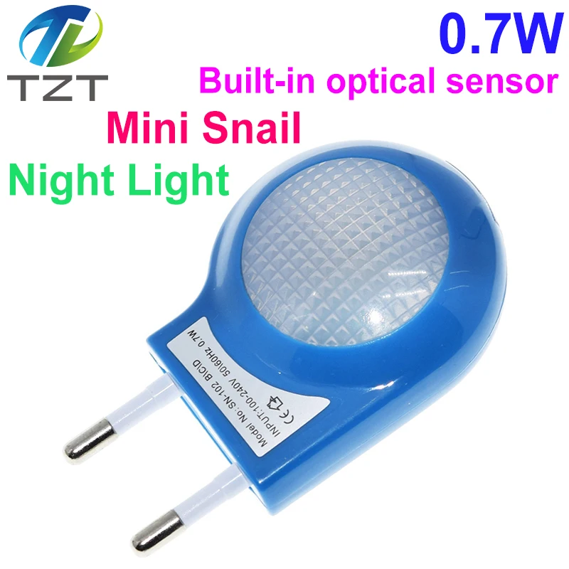DIYTZT-Mini lámpara Led de noche de caracol, luz de noche automática, Sensor de luz incorporado, lámpara de pared para bebé, dormitorio de niños, enchufe de la UE