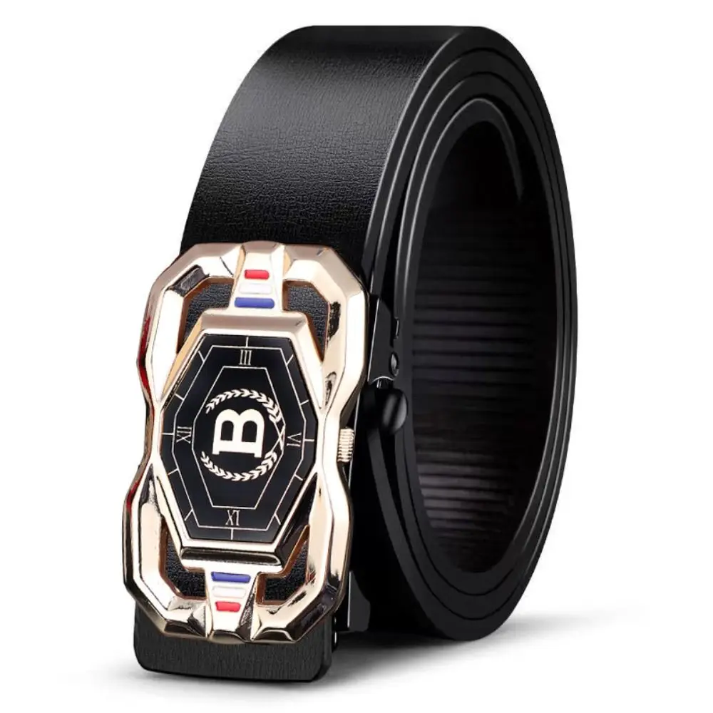 عارضة بو الجلود الأعمال حزام جلد تصميم فاخر خمر التلقائي مشبك حزام حزام للرجل