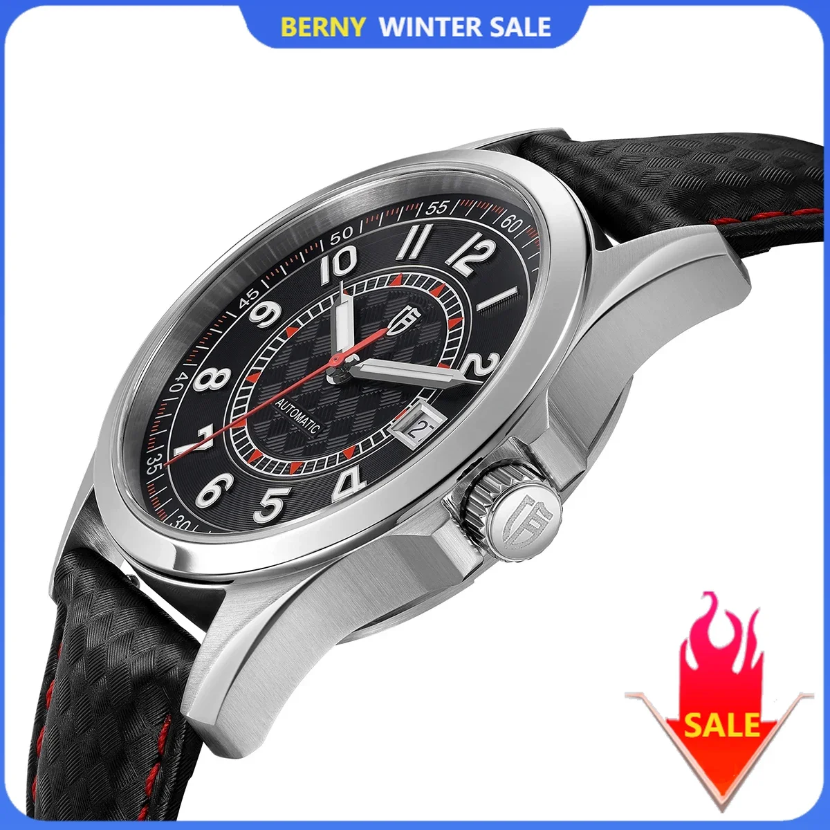 BERNY Automatic Mechanical Watches for Men 38mm Super Luminous PT5000 ST2130 High Precision Luxury Sapphire Wristwatch Easy Read