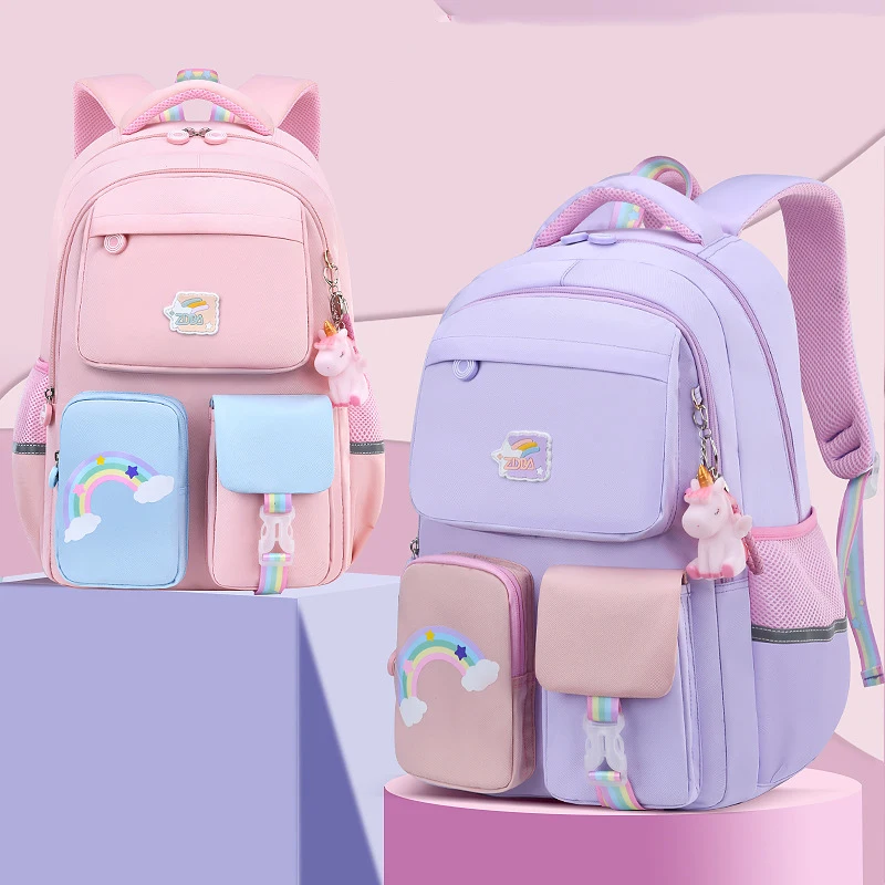 

Lightweight Rainbow Series Children's School Bags Teenager Girls Kids Schoolbags Waterproof Pony Travel Kindergarten Backpack