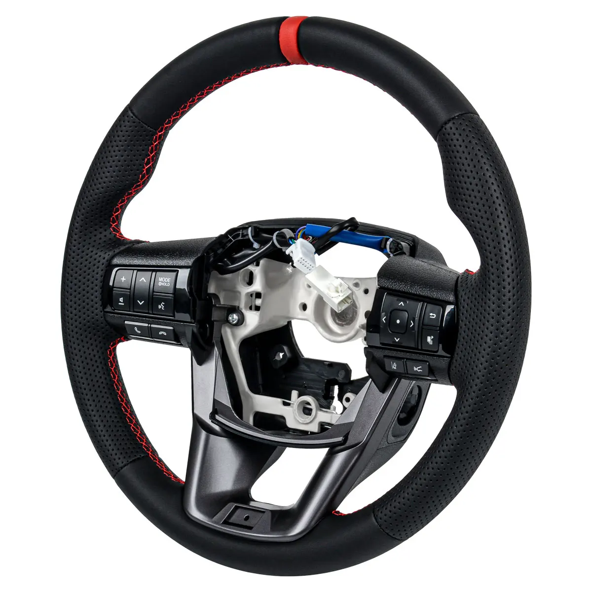 Full Leather Racing Steering Wheel For TOYOTA HILUX REVO 2016+ LC PICK UP 2022+ LC70/76/79 2024+ Fortuner 2016+ With Buttons
