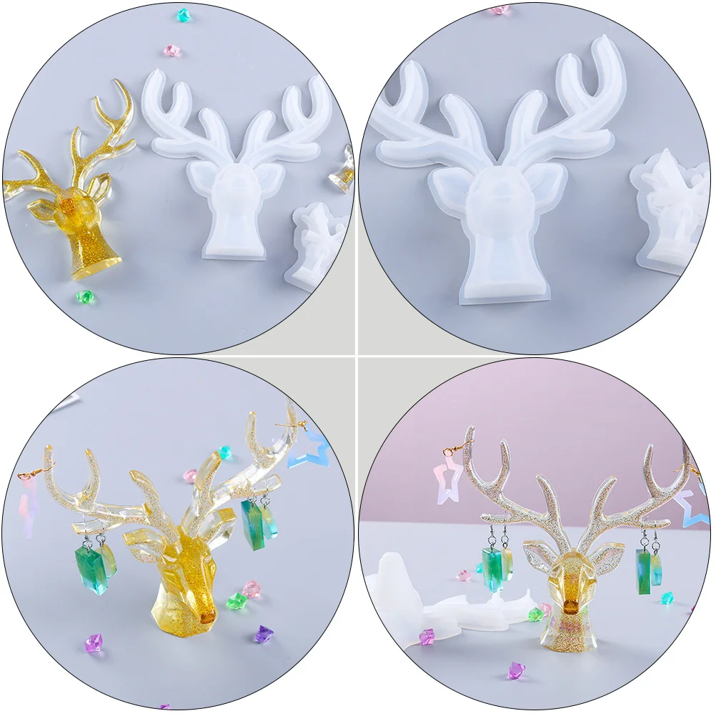 

1Set Flexible Silicone Antler Shape Resin Mold Deer Horn Jewelry Organizer Epoxy DIY Display Stand Mold Deer Horn Casting Mould
