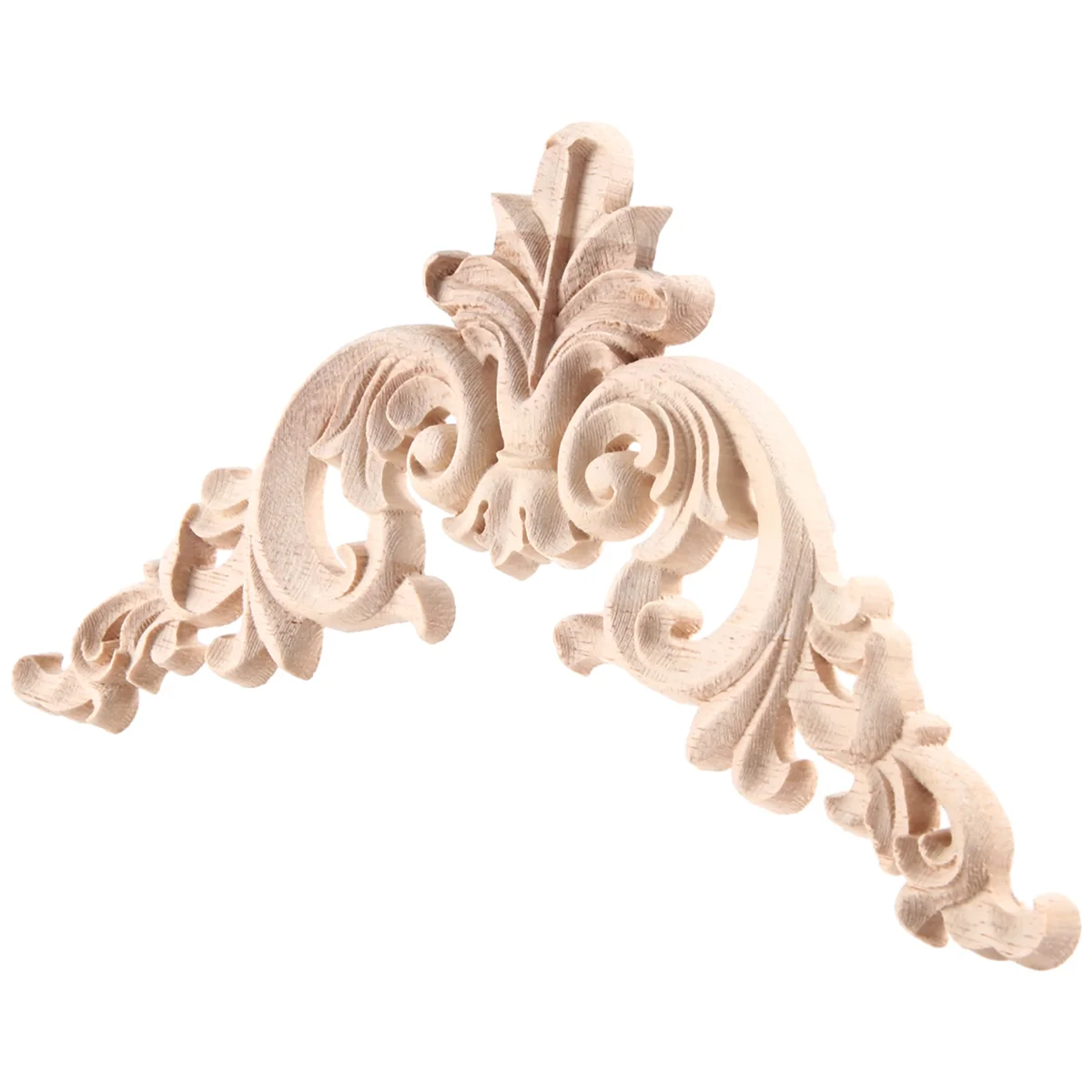 Applique ad angolo intagliato in legno di gomma da 15*15cm squisita non verniciata