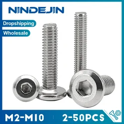 NINDEJIN 2-50pcs Flat Head Hex Socket Furniture Screw Stainless Steel M2 M2.5 M3 M4 M5 M6 M8 M10 Connector Screws for Furniture