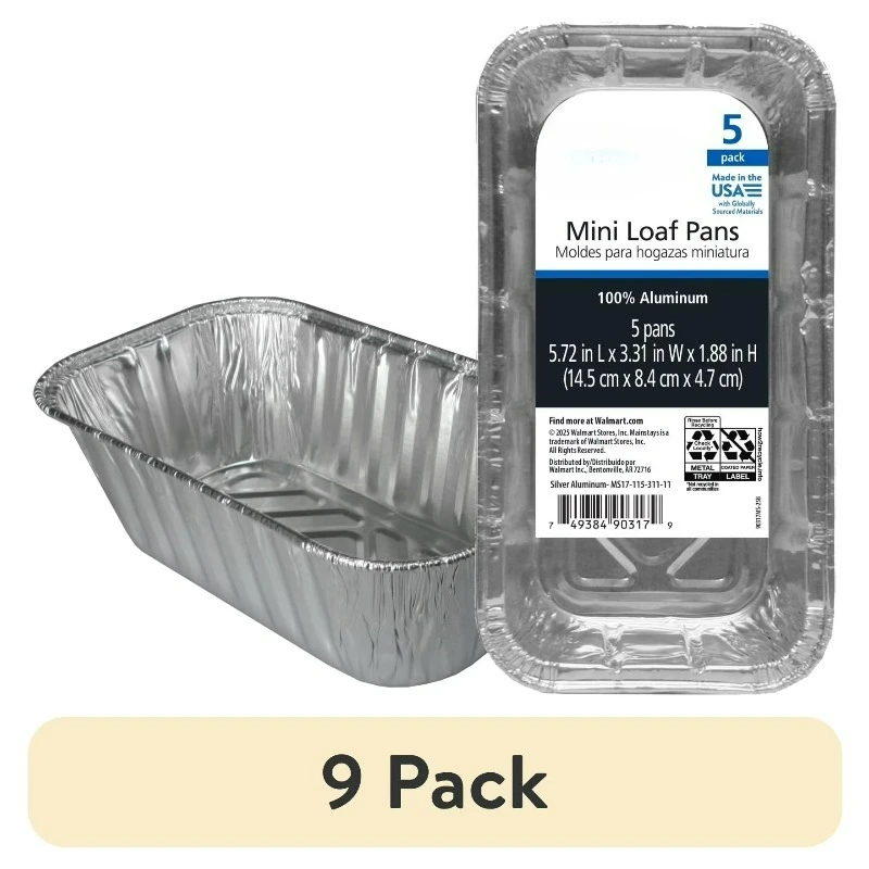 Aluminum Mini Loaf Pans, 5 Count Disposable for Easy Cleaning